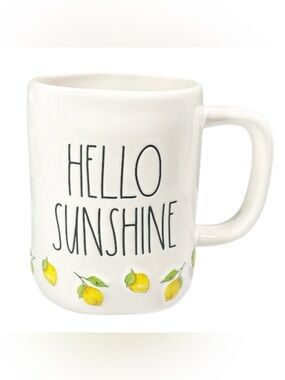 Rae Dunn “Hello Sunshine “Mug Double Sided with Yellow Lemon Design